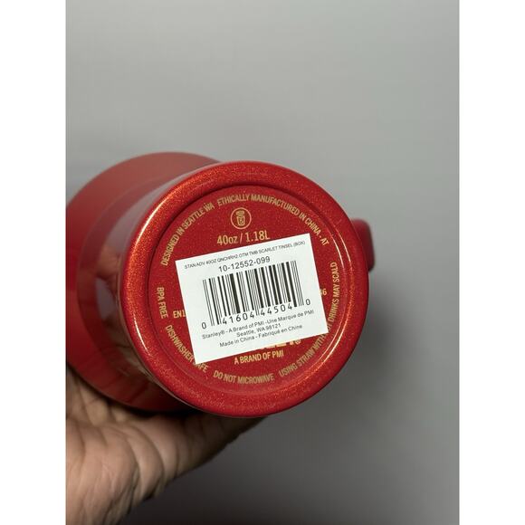 Stanley 2024 Holiday Exclusive SCARLET TINSEL 40oz Flowstate Tumbler BNWT BNIB - Picture 6 of 7
